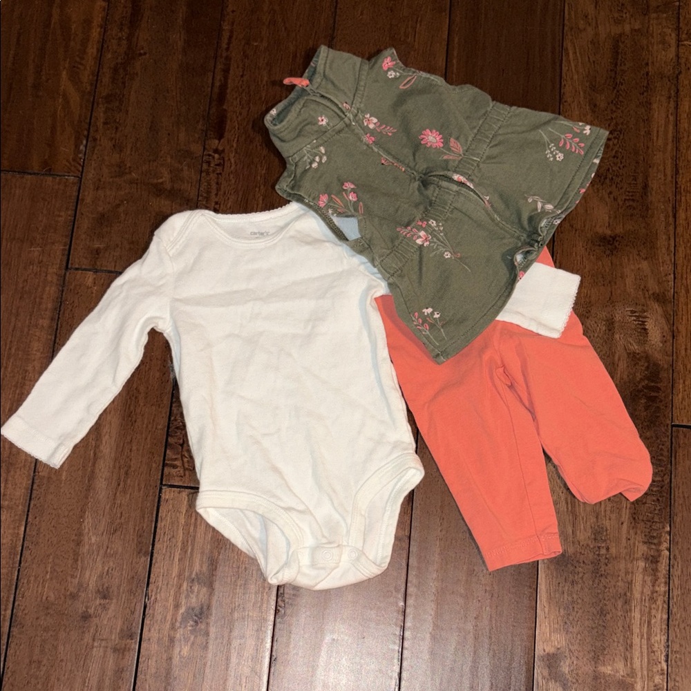 Carter's Green Hoodie with Pink Floral Design